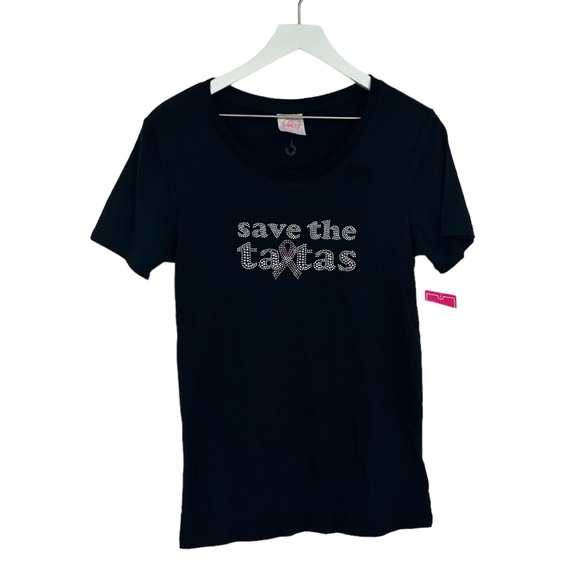 Save The Tatas Rhinestone Shirt Size Medium NWT Breast Cancer - Picture 1 of 8